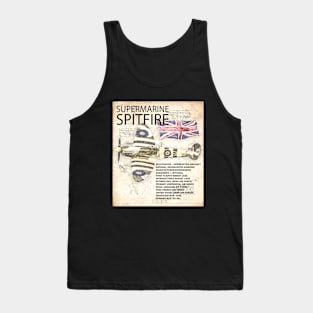 RAF Submarine Spitfire Aircraft Da Vinci Style Aeroplane Tank Top